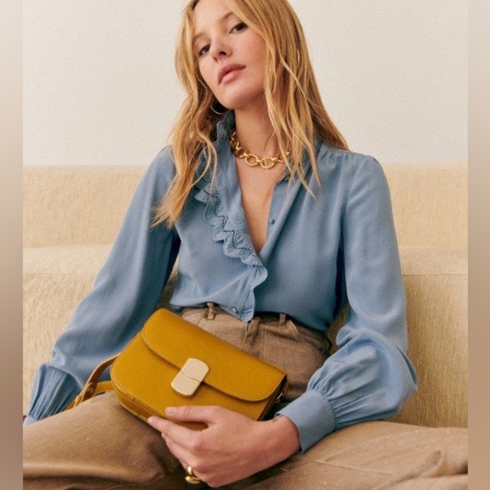 Sezane Chlo Shirt Vintage Blue